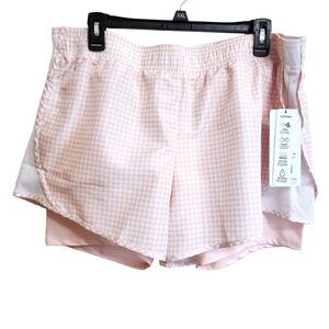 NEW RBX Running Shorts with Bike Liner Peach and White Check Size XL